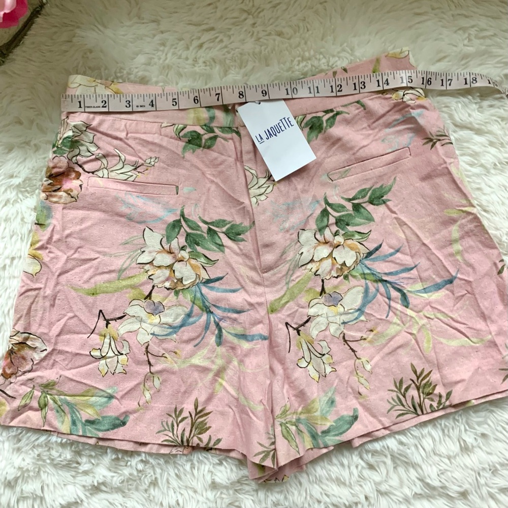 NWT La Jaquette French Pastel Pink Floral Summer Shorts FR 42 - Picture 11 of 16